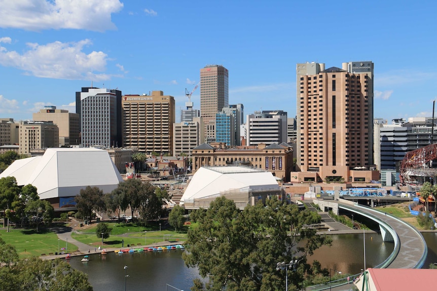 A view of Adelaide's CBD from Adelaide Oval's rooftop