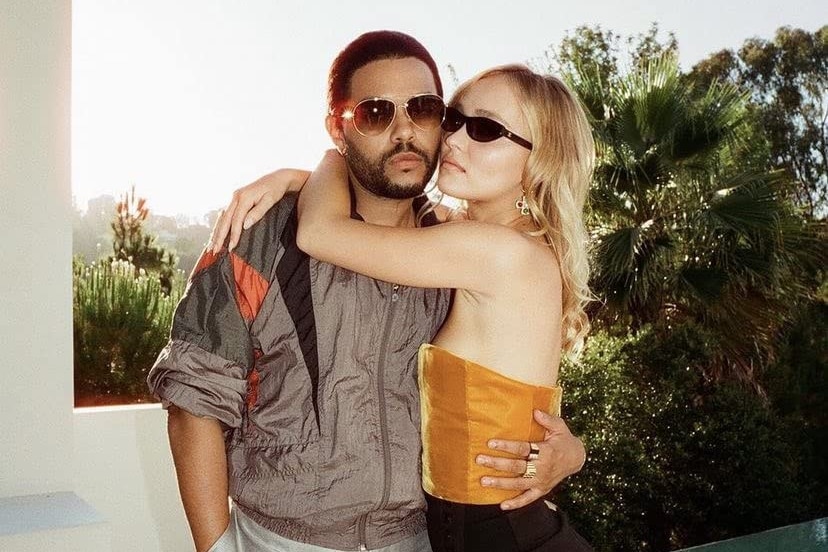 Abel Tesfaye and Lily Rose Depp on the set of HBO's series The Idol