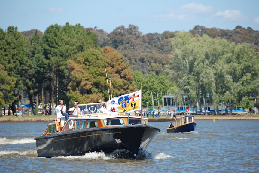 Queen and Prince Phillip on Lake Burley Griffin