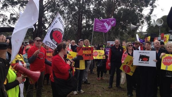 The protesters are angry about cuts to the TAFE sector.