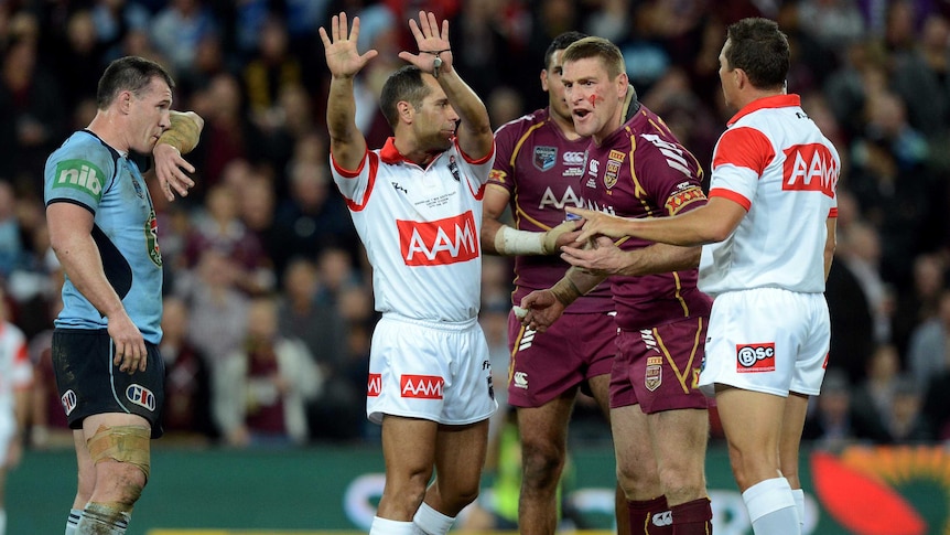 Brent Tate is sent to the sin bin after a fight.