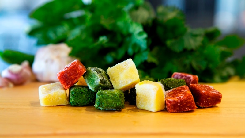 Frozen herb cubes ready to use straight from the freezer