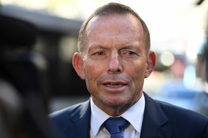 Former Australian prime minister Tony Abbott wears a suit.
