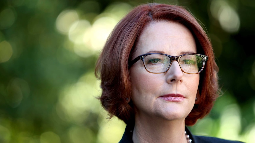 Julia Gillard talks to the media