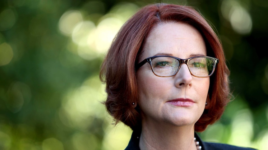 Julia Gillard talks to the media