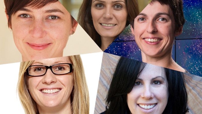 A composite image of five women scientists.