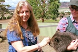Gayle Muddyman with a wombat.