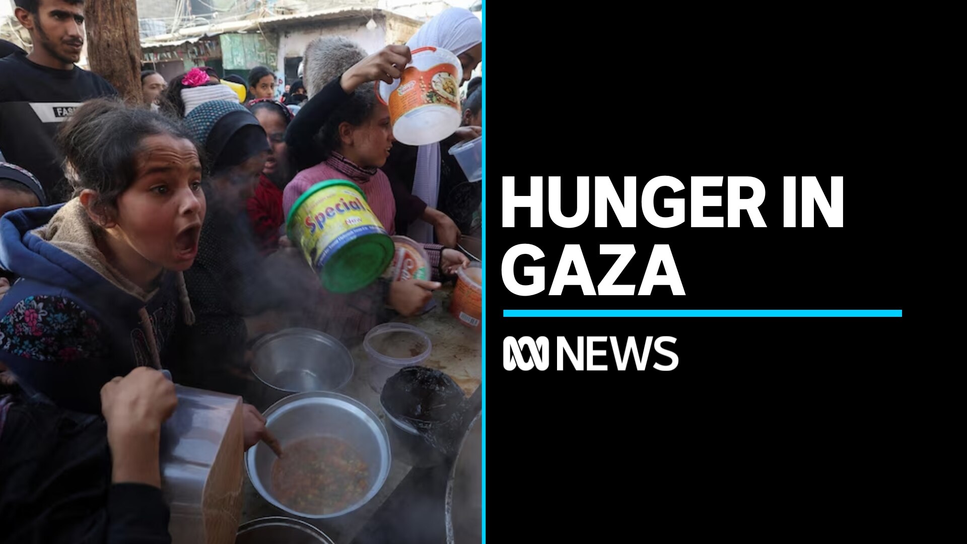 Hunger in Gaza: Palestinians line up for food in Gaza