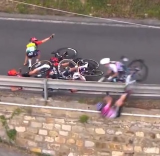 'Could be worse': Cyclist reveals injuries after horrific crash and fall over guard rail