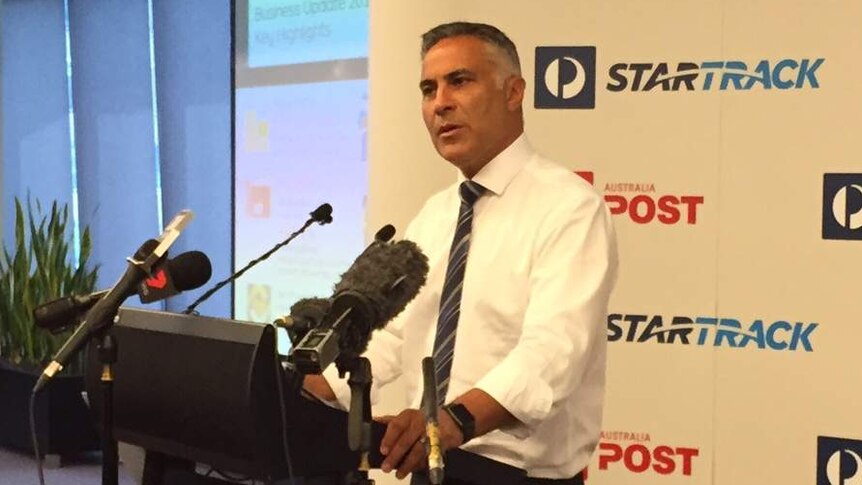 Australia Post CEO Ahmed Fahour speaks to the media.