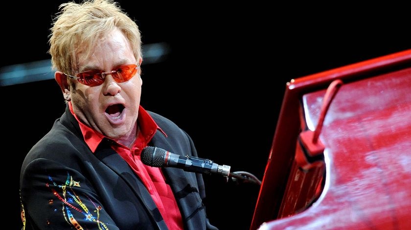 British pop star Elton John performs on stage