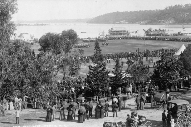 Elevated view from the Weld Club over the Esplanade showing the parade to mark the jubilee of Queen Victoria