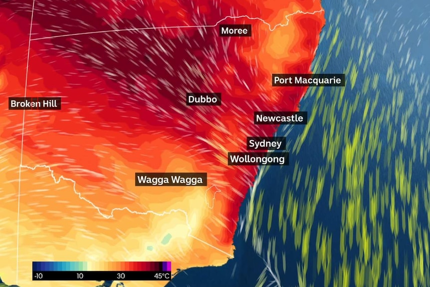 Weather map of NSW