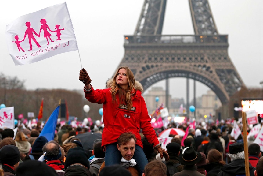 Same-sex marriage protest in Paris.