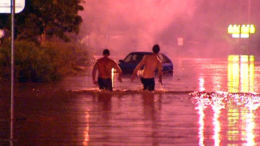 Some Rockhampton roads were submerged in floodwaters up to a metre deep.
