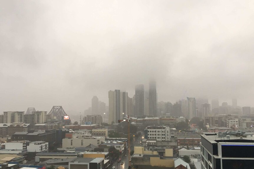 Storm clouds over Brisbane CBD