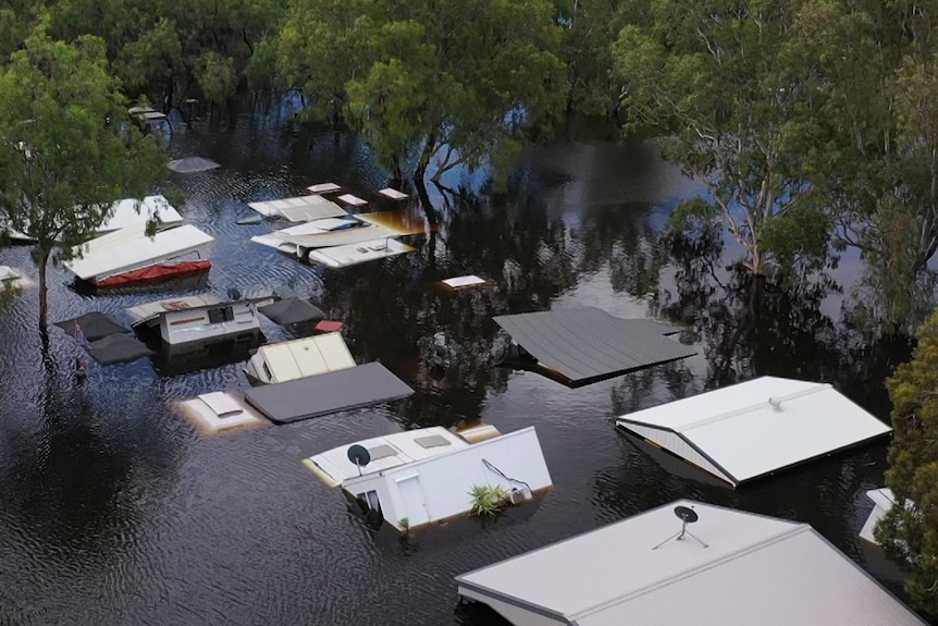 Houses and trees underwater