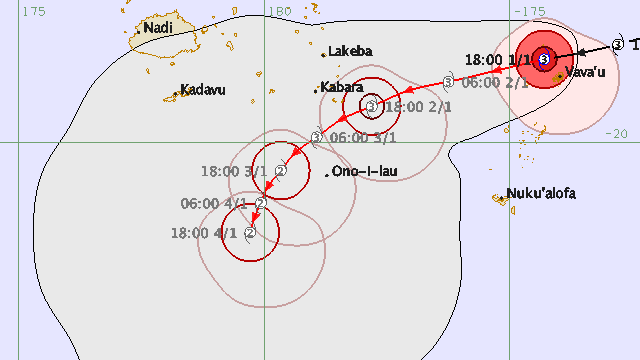 Path of Tropical Cyclone Ula