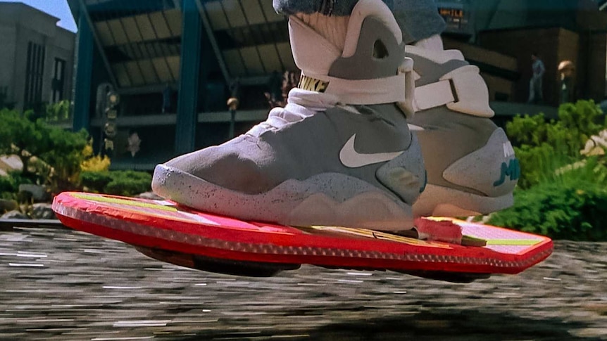 A still of a hoverboard from Back to the Future II.