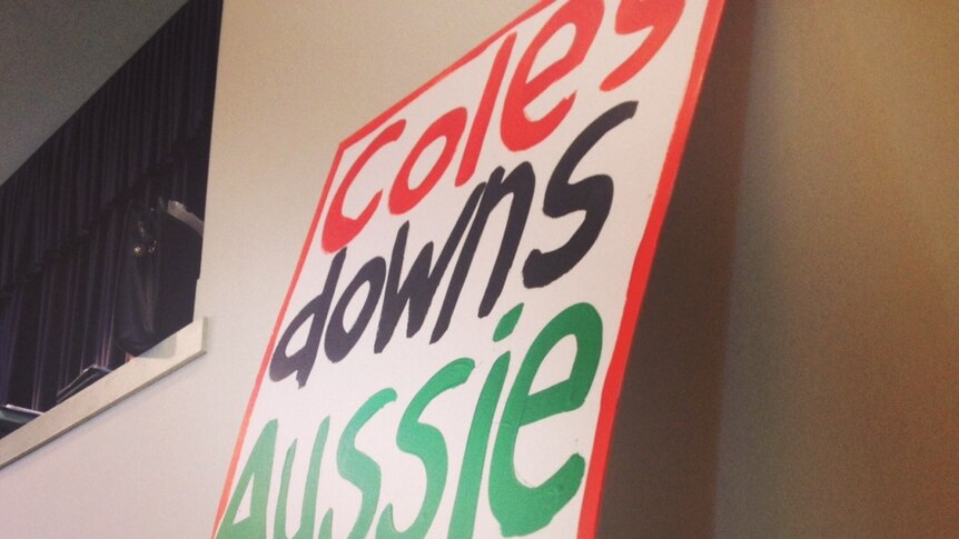 Dairy farmers' anti-Coles protest sign