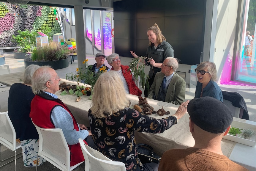 Tess Jones leads a nature-based therapy session for people living with dementia. 