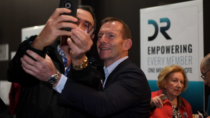 Tony Abbott poses for a selfie