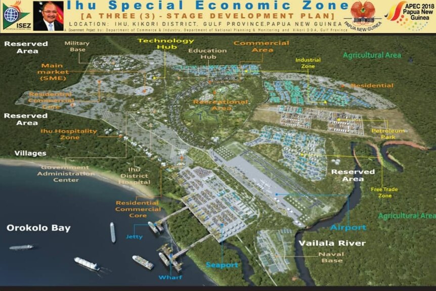 A map of a proposed development site on Papua New Guinea's coast line 