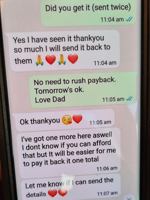 A text message conversation with a scammer