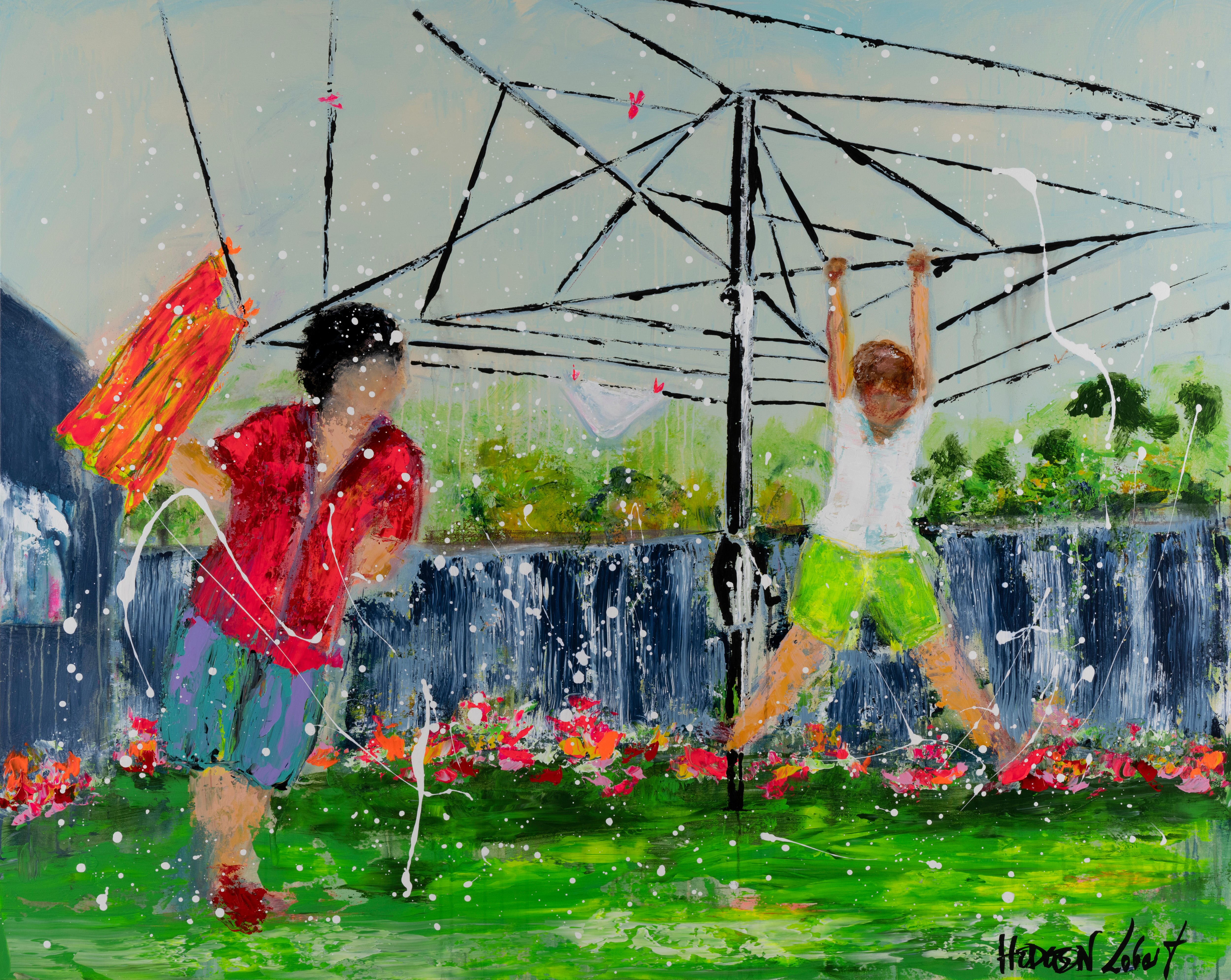 A painting of a Hills Hoist clothes line.