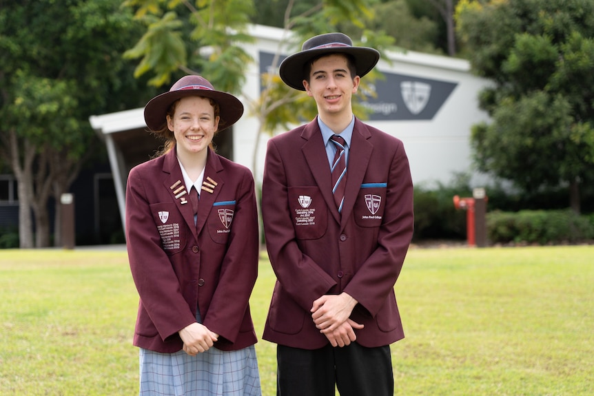 John Paul College captains Jessica Gaskell and Sam Goodwin