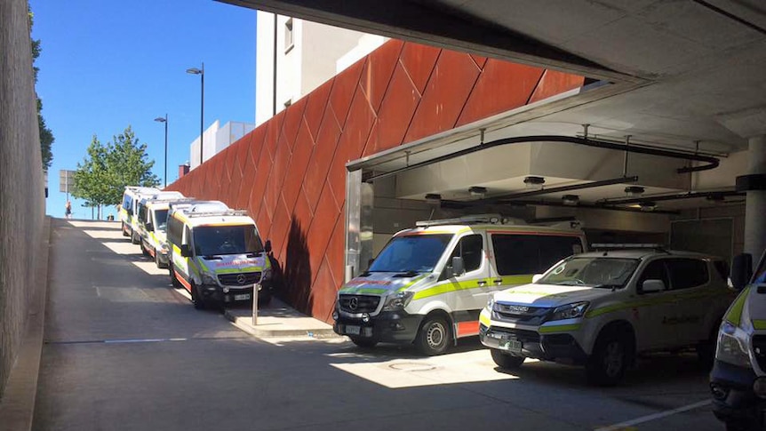 Ambulances line up at Royal Hobart Hospital