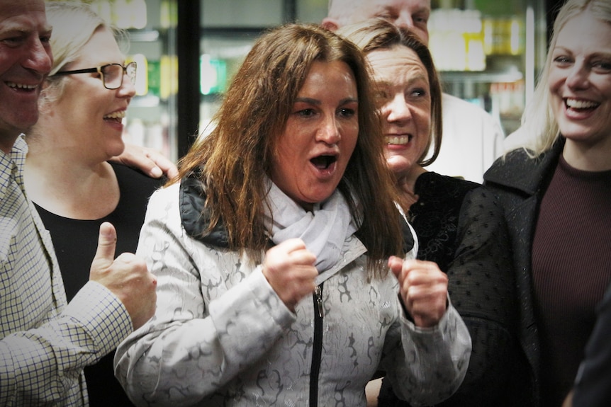 Jacqui Lambie with supporters.