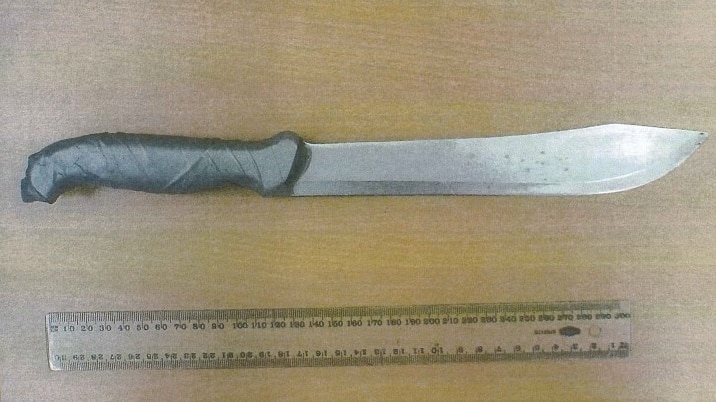 Police photo of the machete used in the attack in Belconnen.