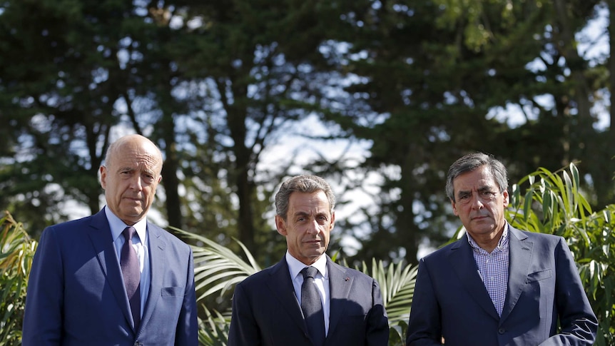 Alain Juppe, Nicolas Sarkozy and Francois Fillon.