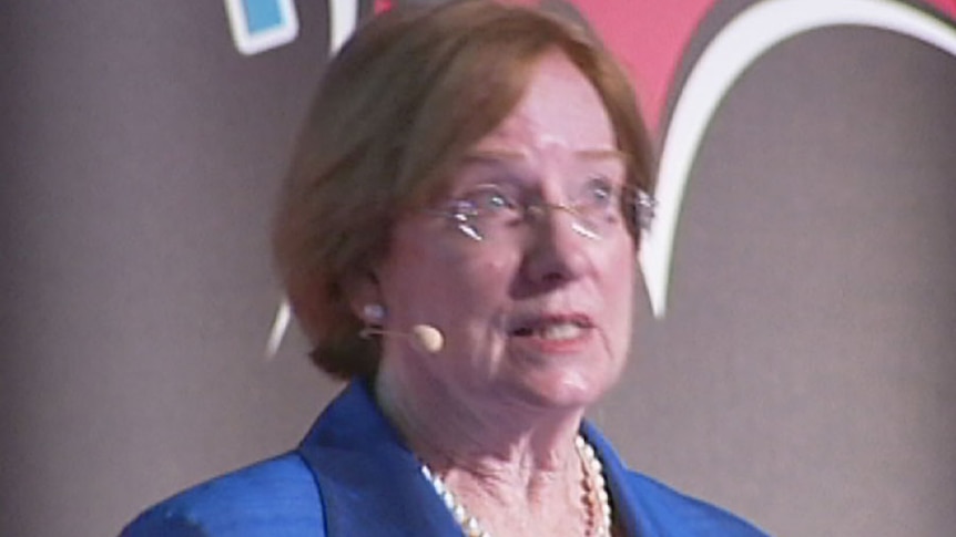 Professor Linda Aiken speaking at a Queensland Nurses Union symposium in Brisbane.