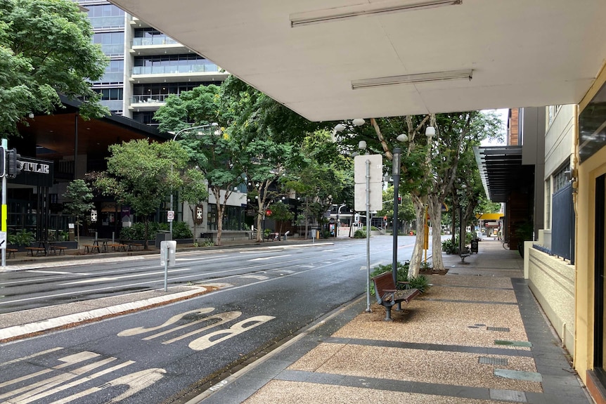 An empty street in central Brisbane.