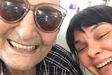 Tas Mihalakopoulos smiles in sunglasses in a selfie with his daughter Amanda.