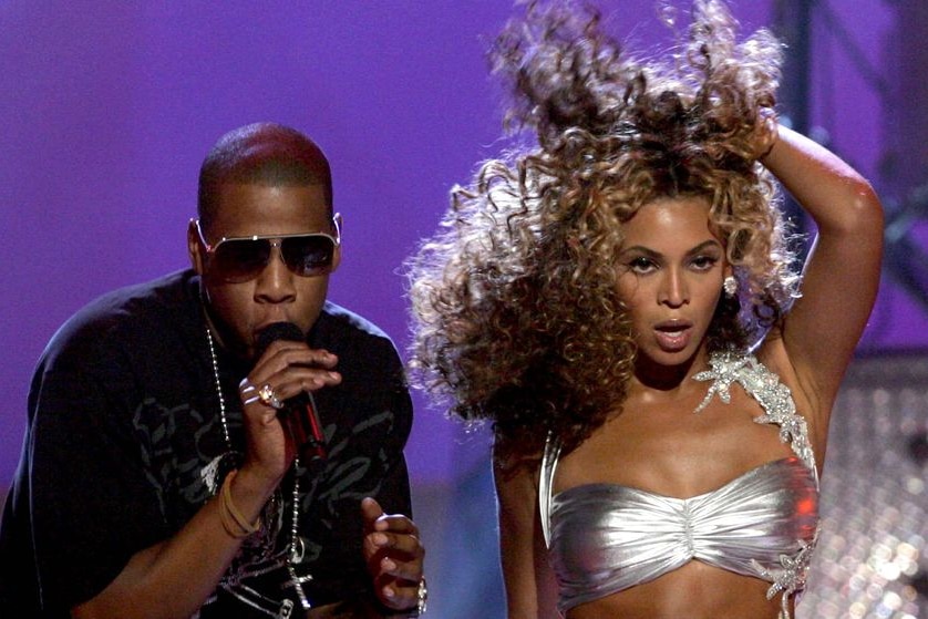 LtoR Rapper Jay-Z and singer Beyonce Knowles
