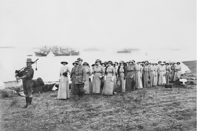 Nurses arrive on the Greek island of Lemnos in August 1915