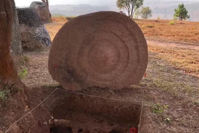 An excavation site on a hill