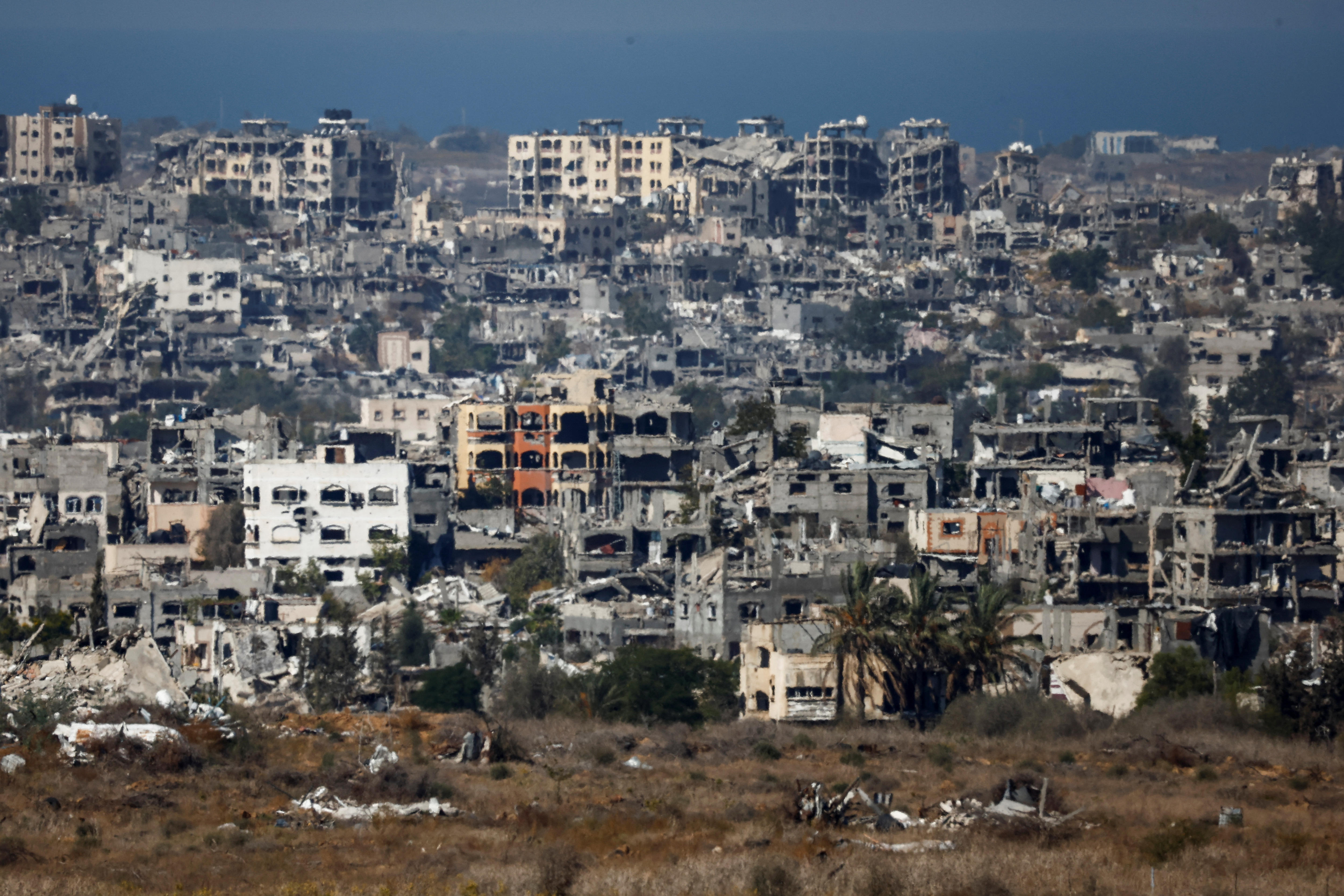 A general view shows destroyed buildings in Northern Gaza.