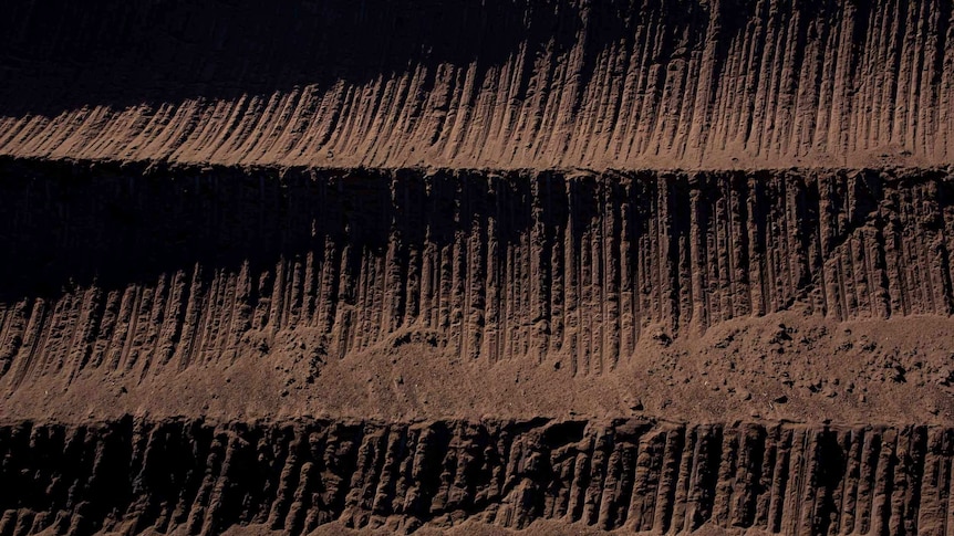 A section of the 100-metre thick coal seam