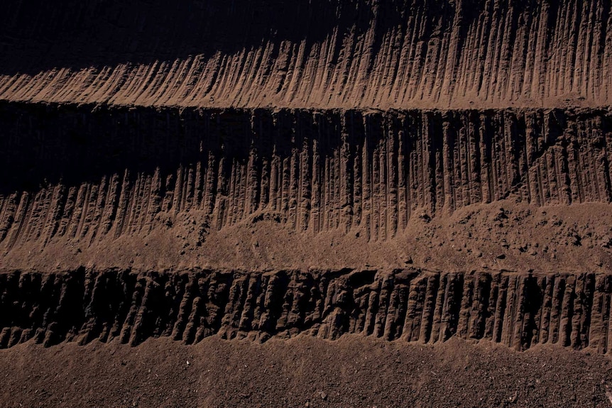 A section of the 100-metre thick coal seam