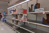 Empty shelves at an Adelaide supermarket.