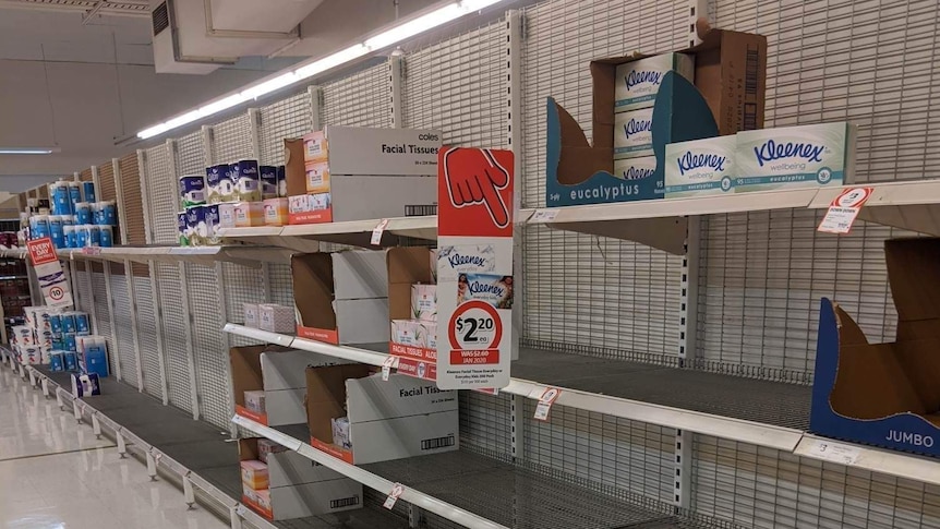 Empty shelves at an Adelaide supermarket.