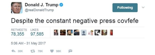 Donald Trump's covfefe tweet
