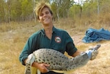 Kenny Peckham with a crocodile at Crocodylus Park.