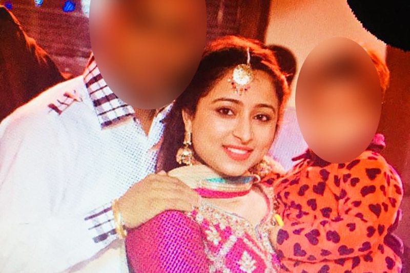 Ravneet Kaur with her family (faces blurred)