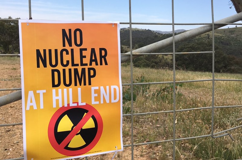 A sign opposing a proposed nuclear waste storage facility near Hill End in New South Wales