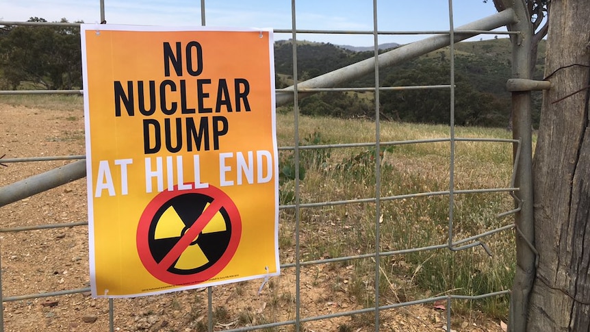 A sign opposing a proposed nuclear waste storage facility near Hill End in New South Wales